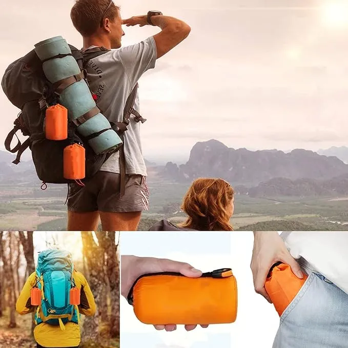 1 Piece Survival Shelter, Polyester Film Emergency Tent with String Bundle Pocket Whistle,String with Buckle for Hiking, Camping, First Aid Hurricane