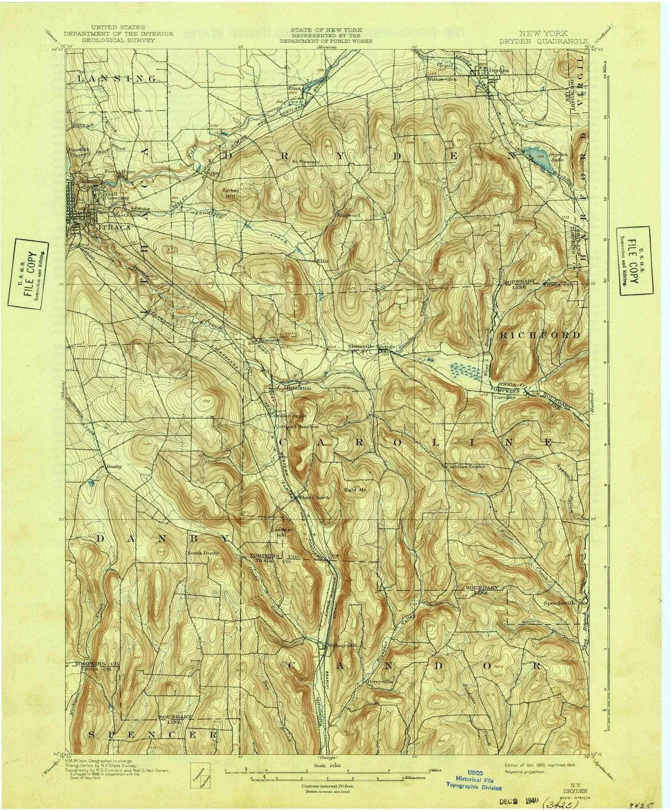 1900 Dryden, NY - New York - USGS Topographic Map