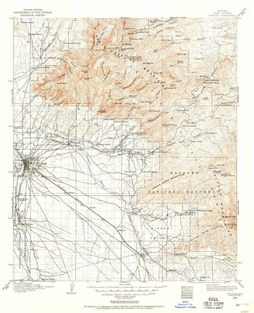 1904 Tucson, AZ  - Arizona - USGS Topographic Map