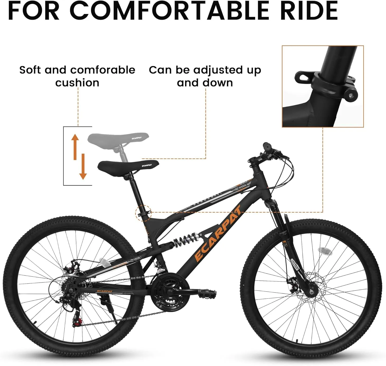 24 Inch Mountain Bike Boys Girls, Dual Full Suspension Children Bicycle to School, 21-Speed Kids Bike for 10  Years Old, Gift for Your Kids.