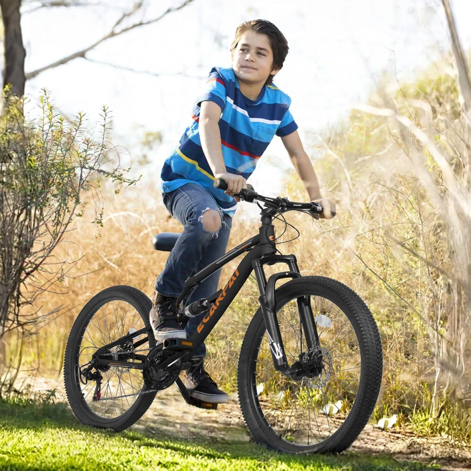 24 Inch Mountain Bike Boys Girls, Dual Full Suspension Children Bicycle to School, 21-Speed Kids Bike for 10  Years Old, Gift for Your Kids.