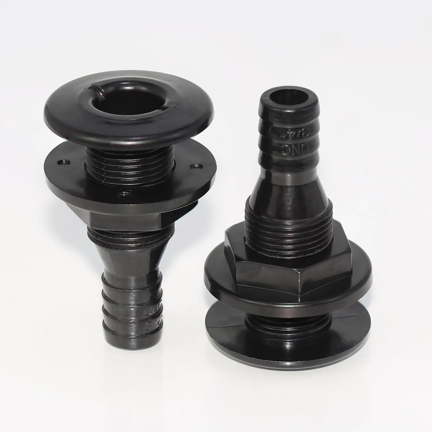 2Pcs Thru Hull Fitting(3/4"), Marine Through Hull Connector Fitting for Boats, Black