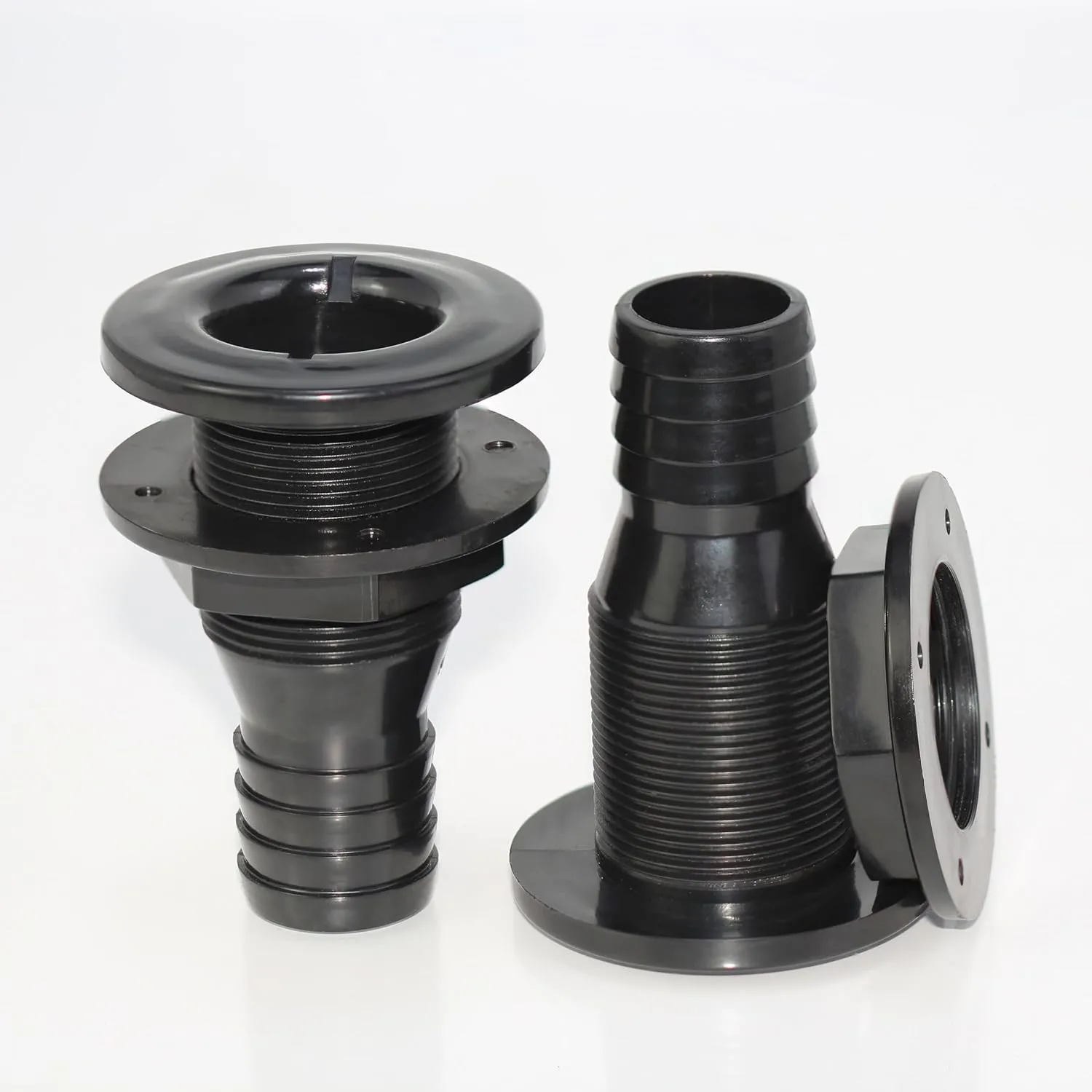2Pcs Thru Hull Fitting(3/4"), Marine Through Hull Connector Fitting for Boats, Black