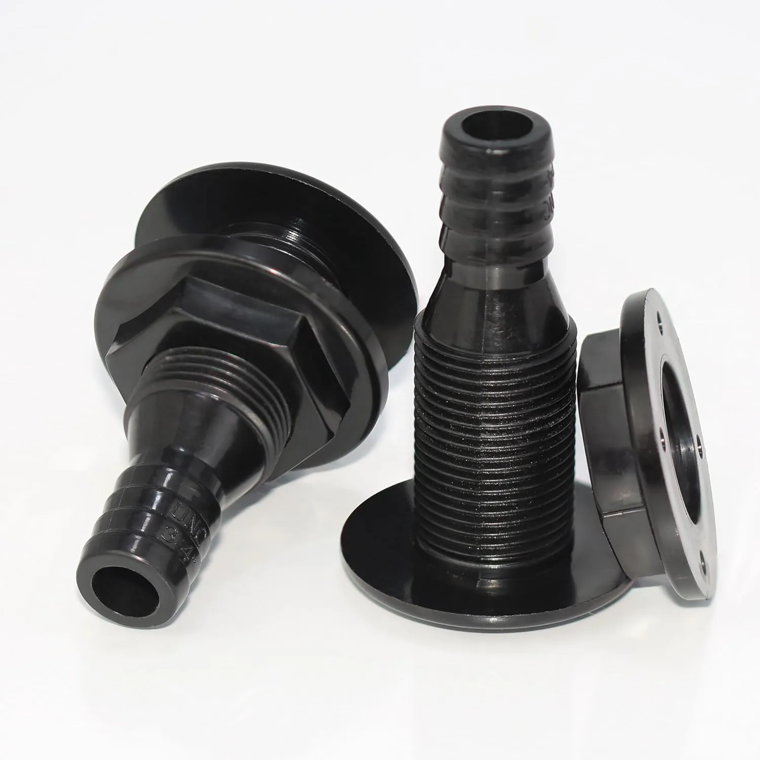 2Pcs Thru Hull Fitting(3/4"), Marine Through Hull Connector Fitting for Boats, Black
