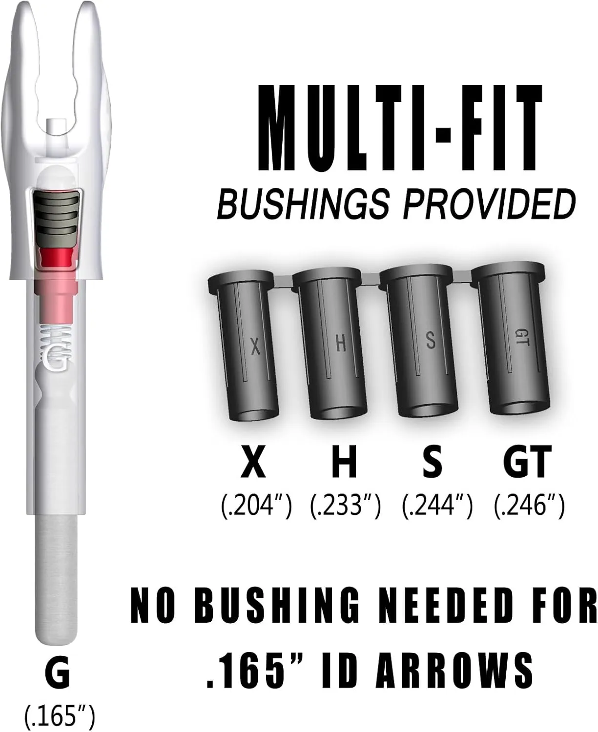6PCS G Lighted Nocks for Arrows with .165 .204 .233 .244 .246 Inside Diameter with X, H, S, GT Bushings LED Light up Knocks