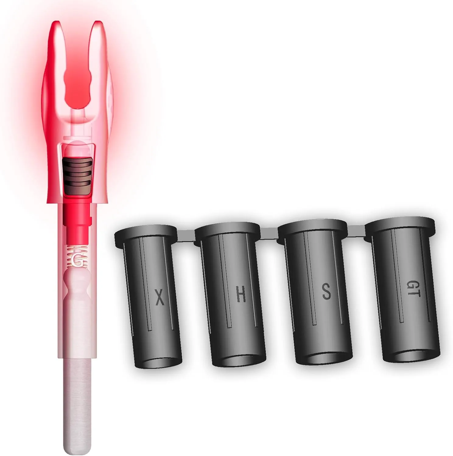 6PCS G Lighted Nocks for Arrows with .165 .204 .233 .244 .246 Inside Diameter with X, H, S, GT Bushings LED Light up Knocks