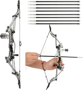 AMEYXGS 16.4inch Mini Lever Bow Recurve Bow Stainless Steel Includes 4/8 Arrows and Target Paper