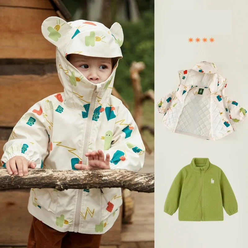 Baby Toddler Outdoor Coat Fleece-lined Jacket Set-143