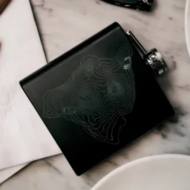 Big Island - Hawaii Engraved Topographic Map Hip Flask in Matte Black