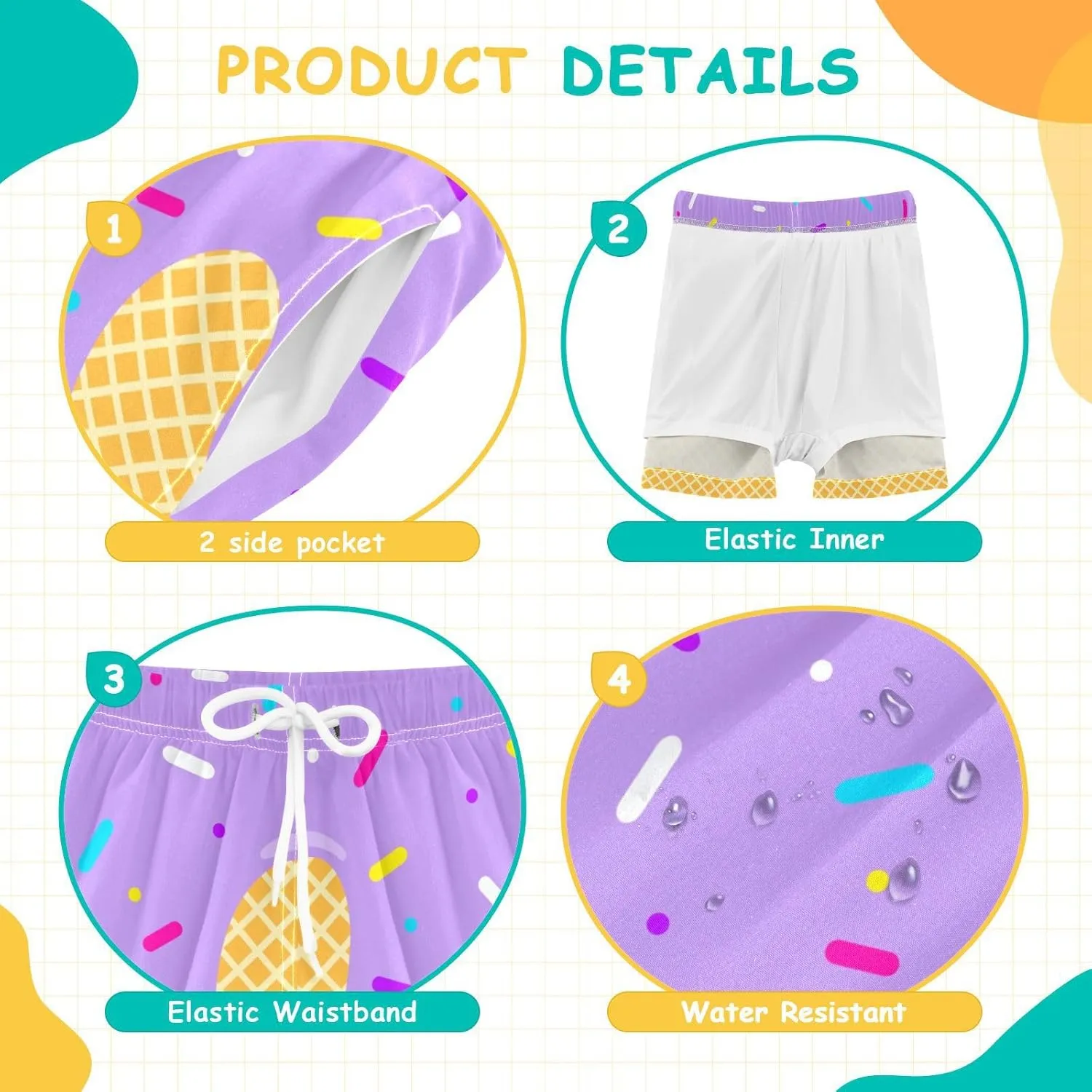 Boys' Board Shorts with Compression Liner Quick Dry Boys Swim Trunks Casual Shorts 4-13Y