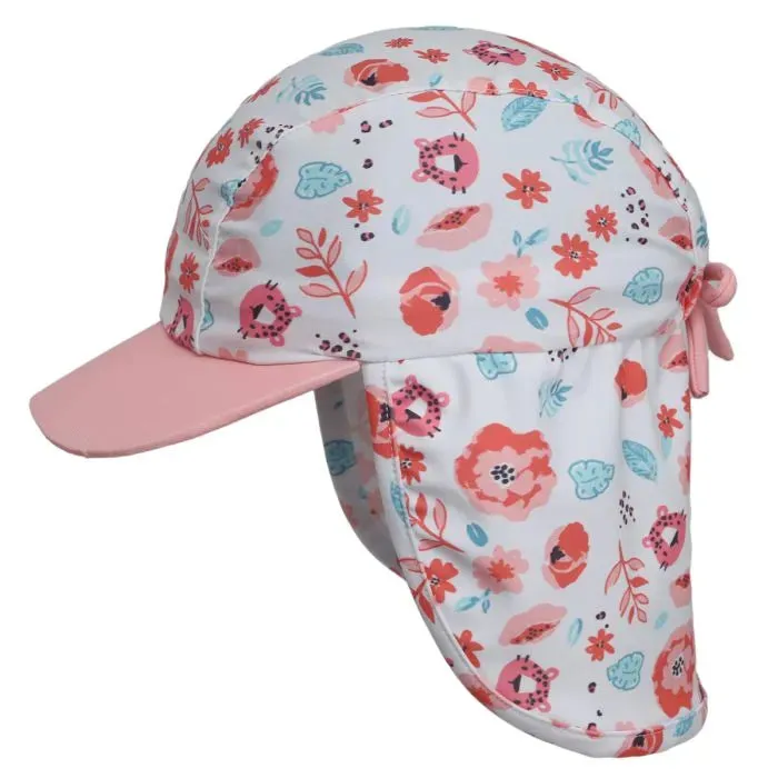 Calikids Baby Floral Beach Cap with Neck Flap: Size 6M to 24M