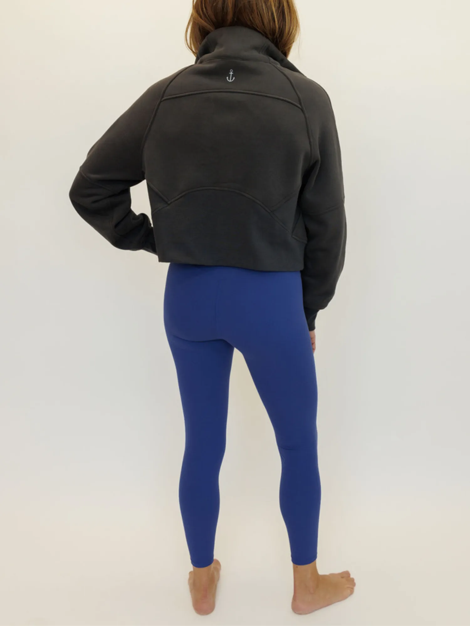 Charcoal "Ella" Fleece Lined Cropped Quarter Zip Pullover