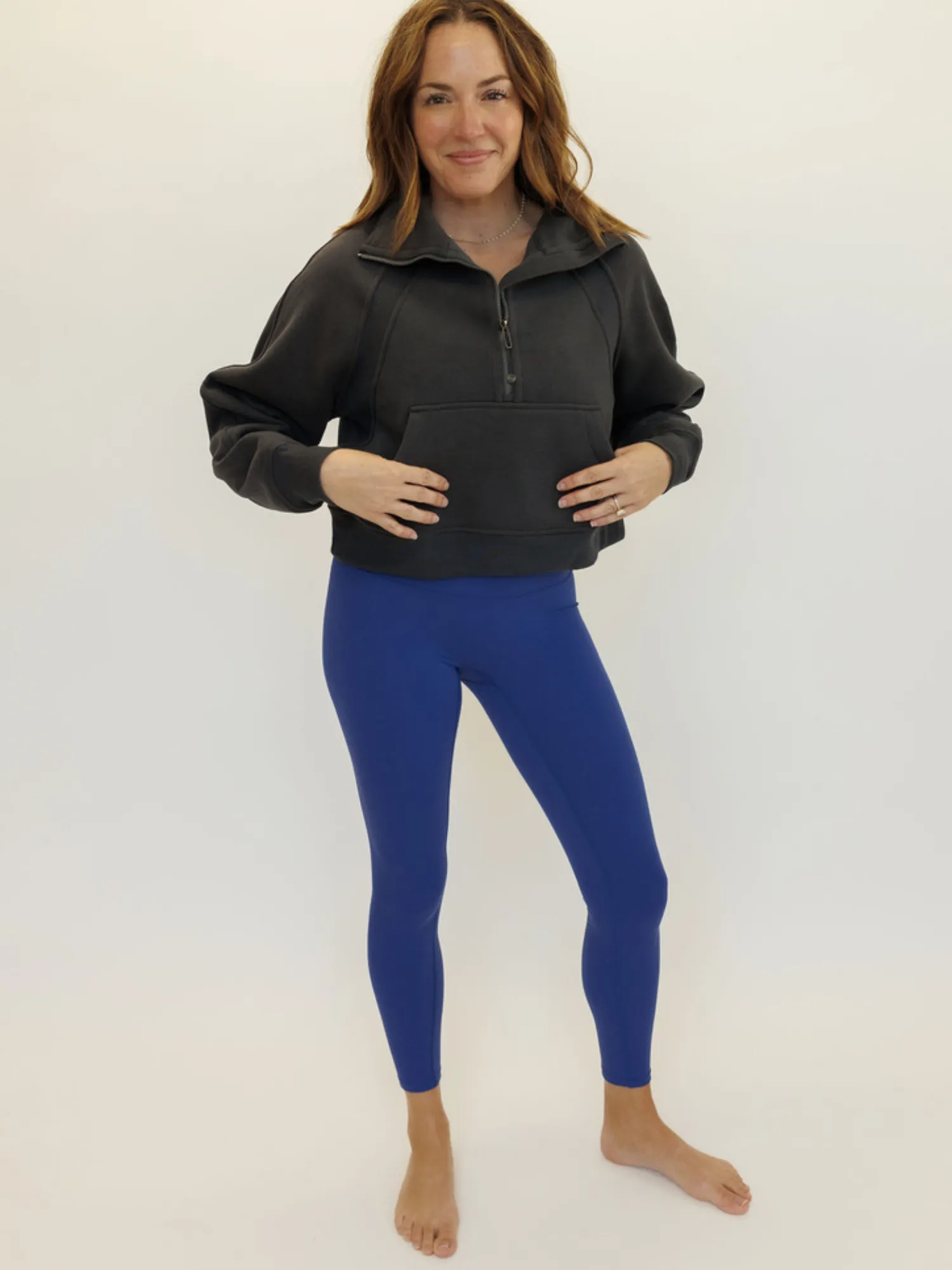 Charcoal "Ella" Fleece Lined Cropped Quarter Zip Pullover