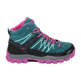 CMP Junior Rigel Trekking Waterproof Mid Trail Boots (Lake/Pink Fluo)(Sizes EU38-41)