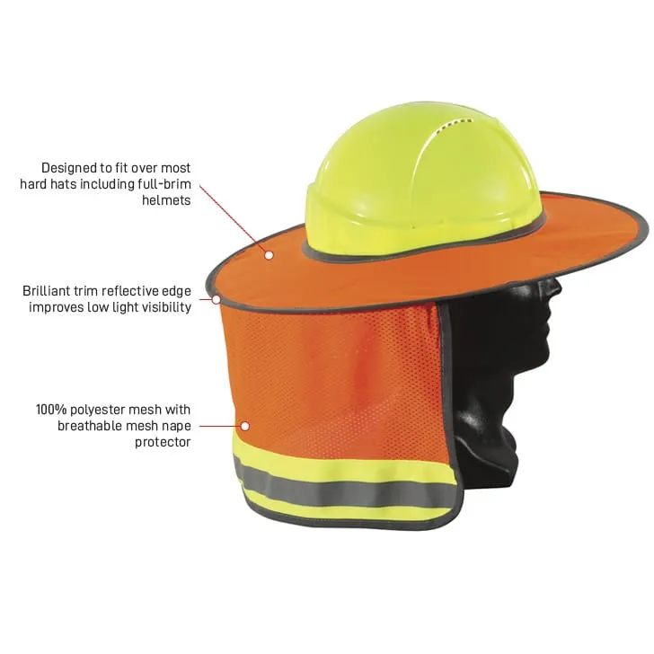 Detachable Hi Vis Hard Hat Full Brim Sun Shade - Orange or Navy