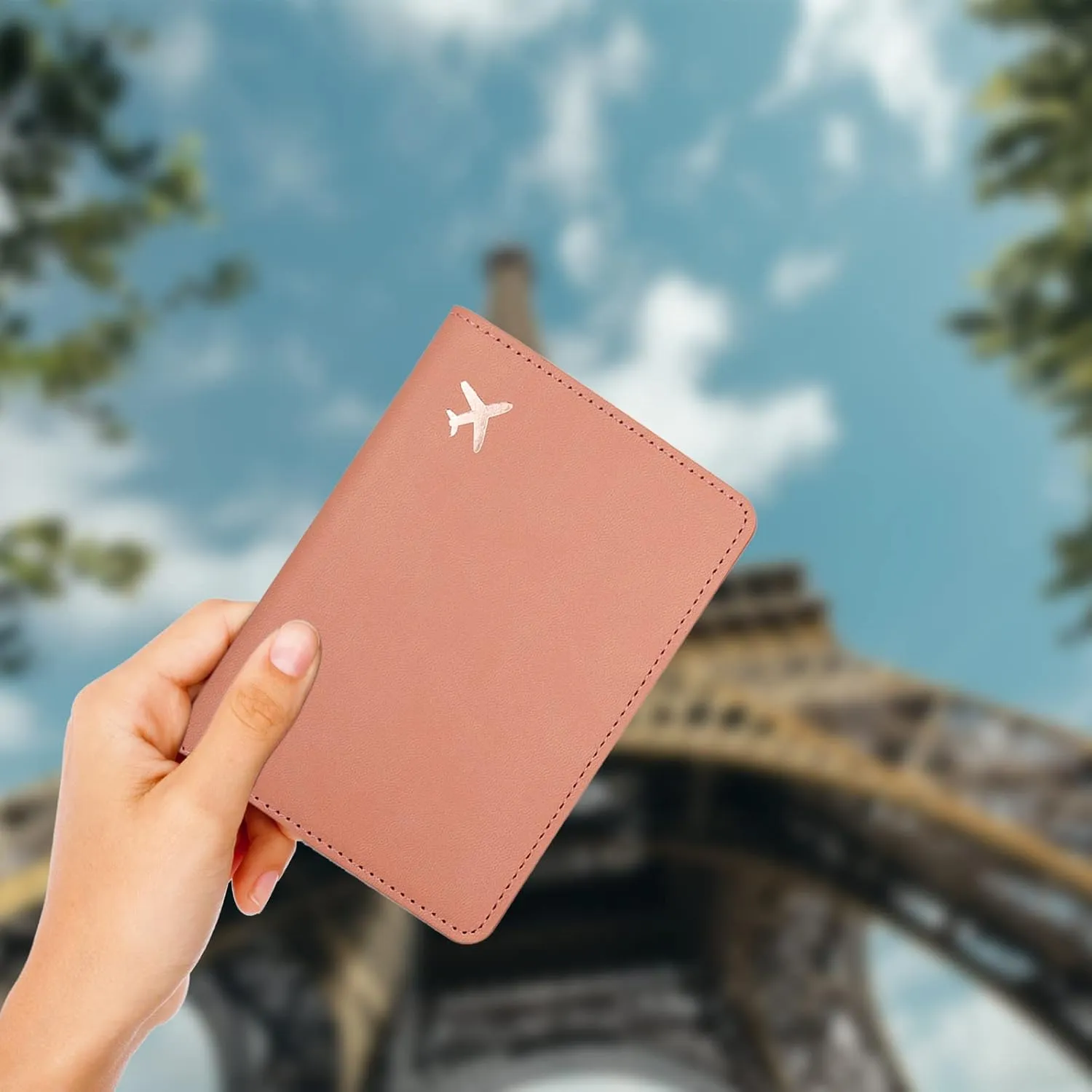 Deziliao Passport Holder,Passport Holder Card Slots, and Vaccine Combo, Cute cover for Women Men, with Waterproof Rfid Blocking, Travel Wallet(M-Pink)
