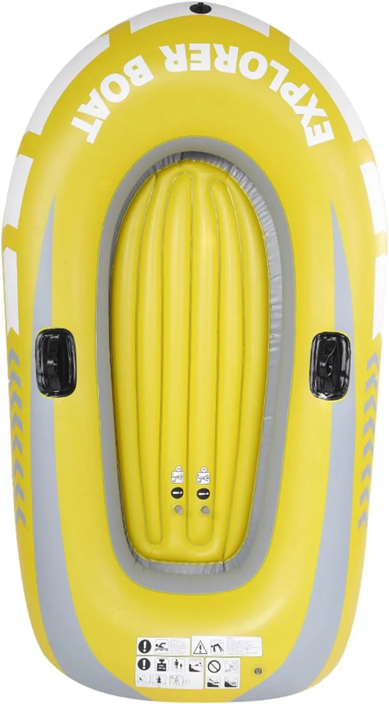 Drfeify Inflatable Boat, 2 Person Expedition Raft Heavy Duty PVC Air Boat with Paddle Mounts for Fishing Drifting Diving