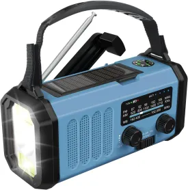 Emergency Radio, Solar Hand Crank AM FM NOAA Weather Radio,Portable Dynamo Survival Radio,Super Bright Crank Flashlight,Reading Lamp,Compass,SOS for Home Hurricane Storm Outdoor Camping Emergency Kit