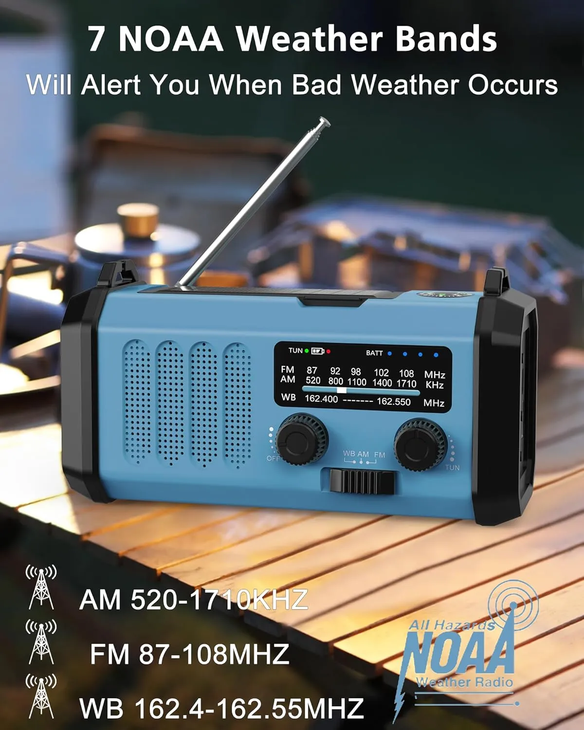 Emergency Radio, Solar Hand Crank AM FM NOAA Weather Radio,Portable Dynamo Survival Radio,Super Bright Crank Flashlight,Reading Lamp,Compass,SOS for Home Hurricane Storm Outdoor Camping Emergency Kit
