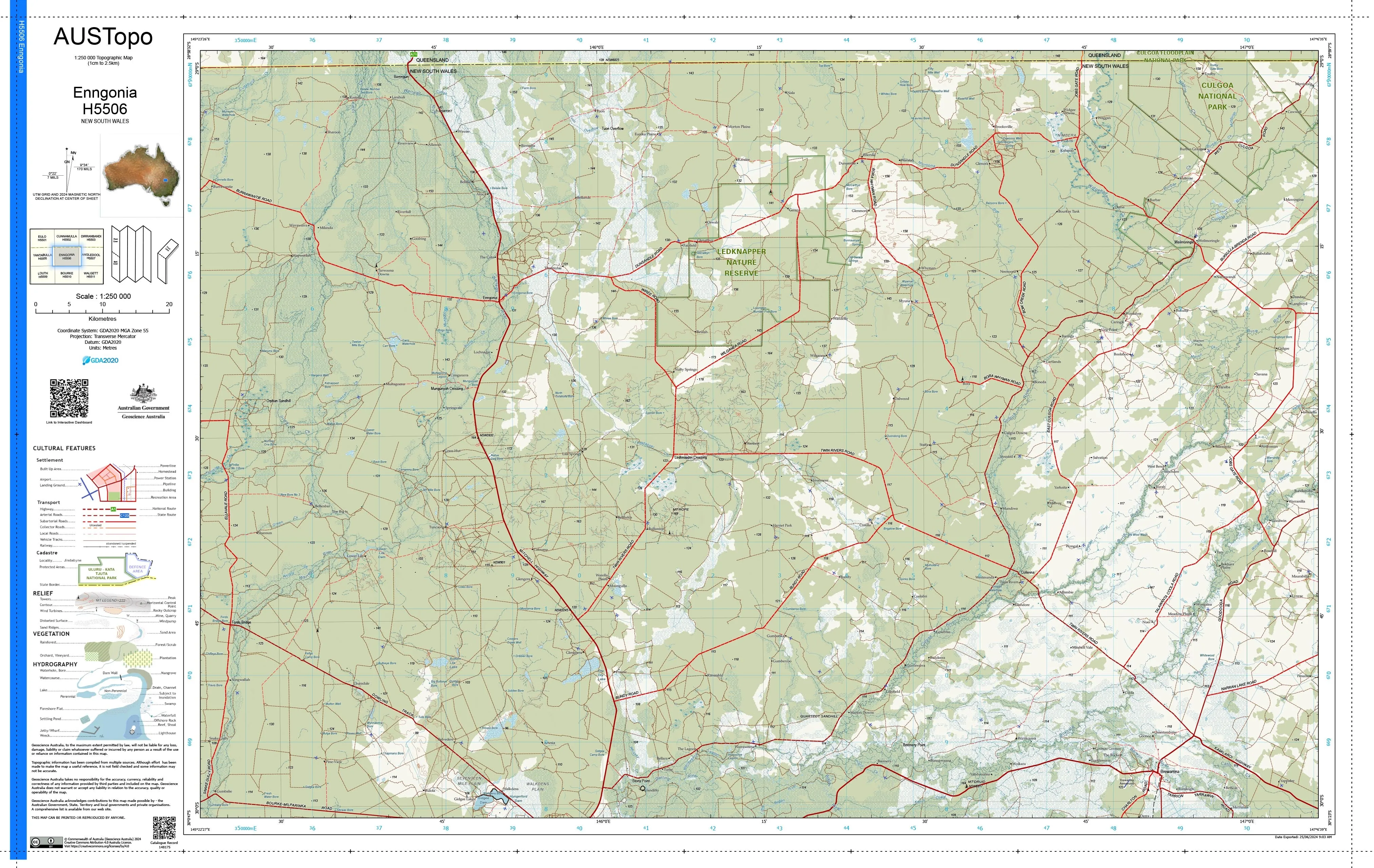 Enngonia H5506 AUSTopo 1:250,000 Map