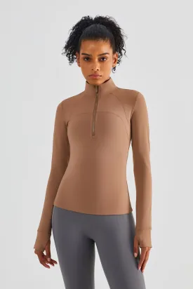 Fitted Half-Zip Fleece Track Jacket