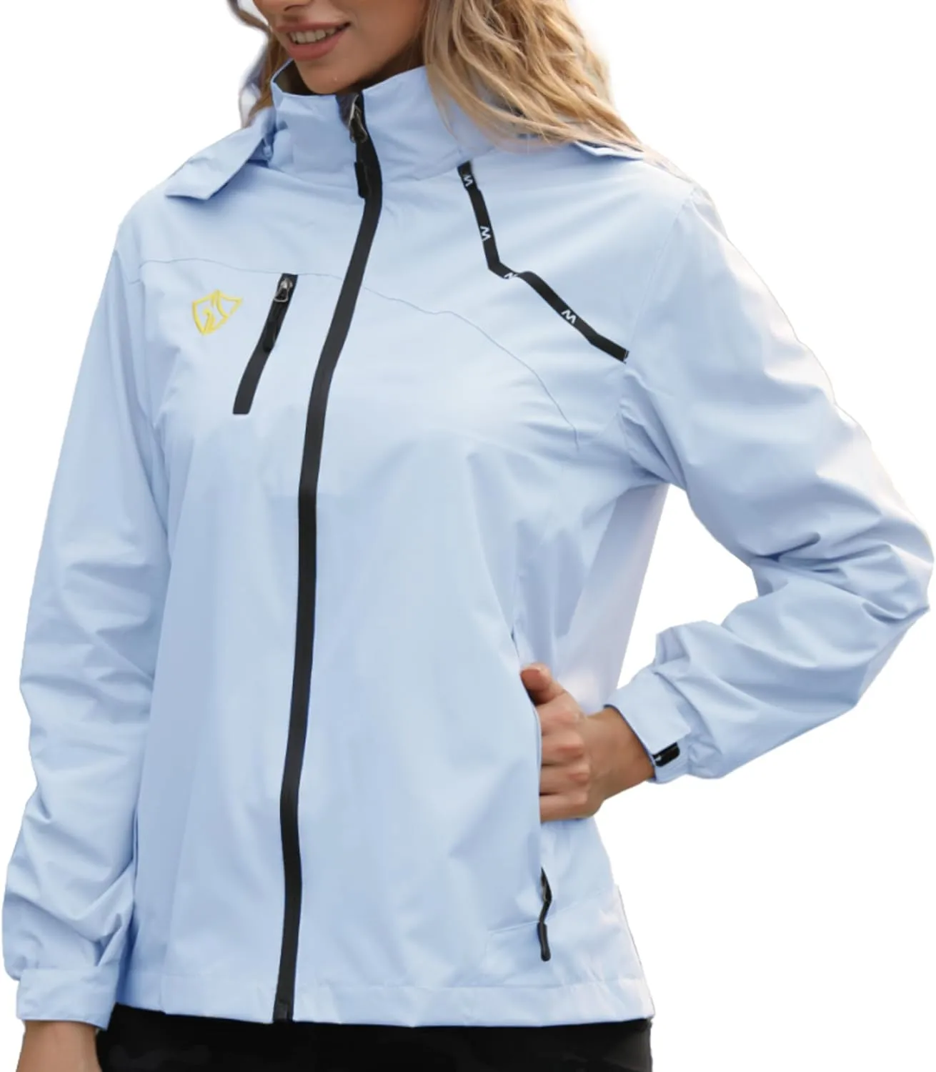 GIISAM Women's Waterproof Rain Jacket,Lightweight Windproof Full Zip Women's Packable Fall Raincoat Windbreaker with Hood