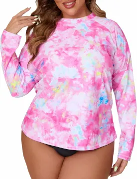 Halcurt Women's Plus Size Long Sleeve Rash Guard Shirts Swim Top UPF50  Sun Protection Loose Fit Quick Dry Swimsuit
