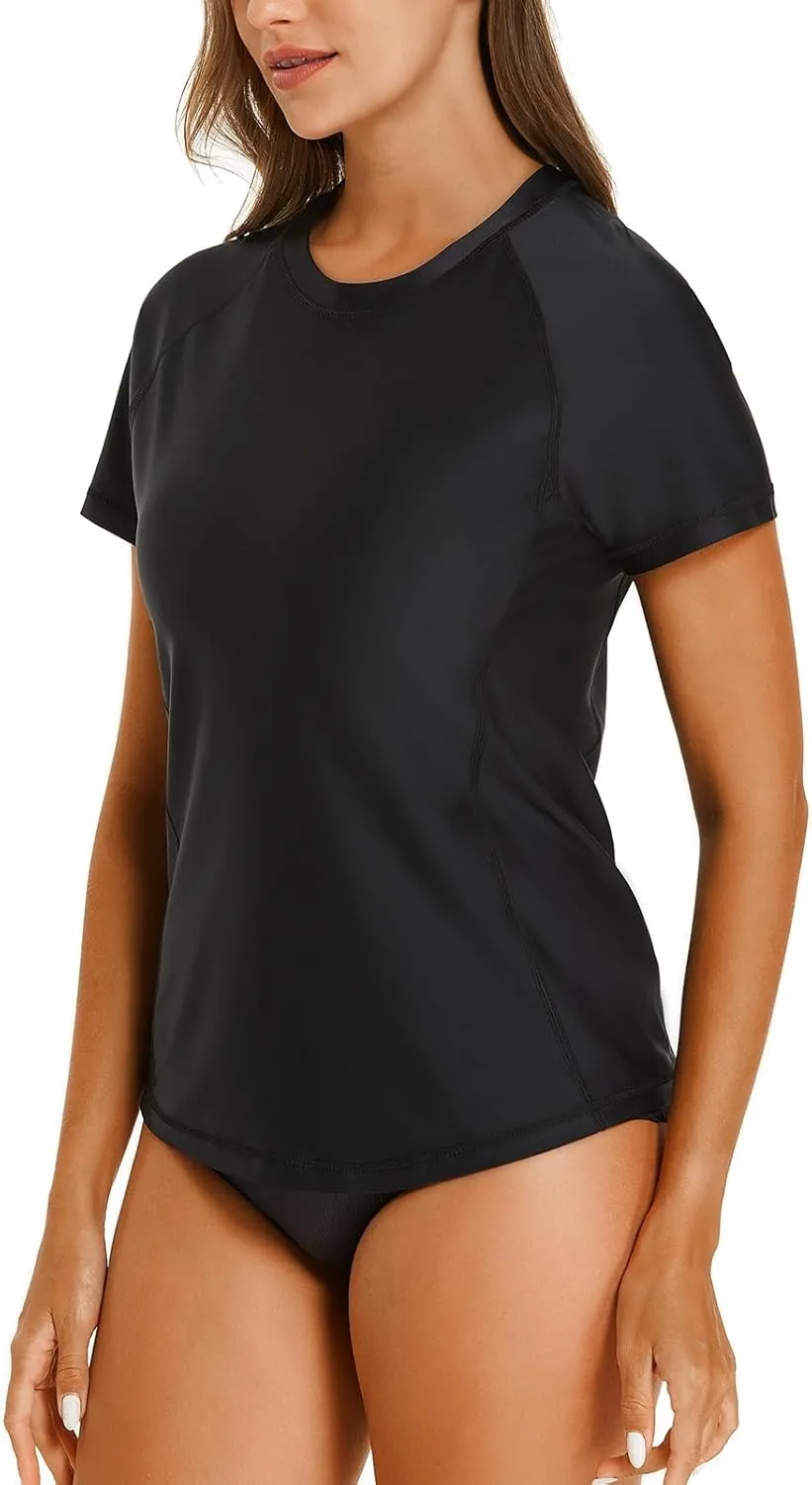 HODOSPORTS Women's UPF 50  Rash Guard Sun Protection Swim Shirt Quick Dry Swimsuit Lightweight Short Sleeve
