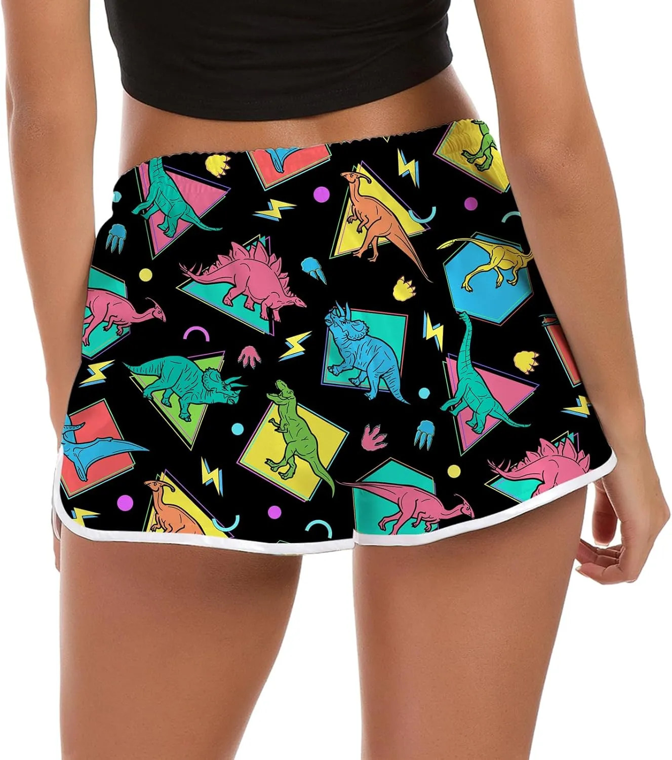 Idgreatim Women Summer Beach Boardshorts Quick Dry Swimwear Bottom Novelty Workout Pants with Drawstring