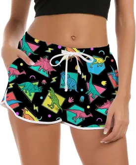 Idgreatim Women Summer Beach Boardshorts Quick Dry Swimwear Bottom Novelty Workout Pants with Drawstring
