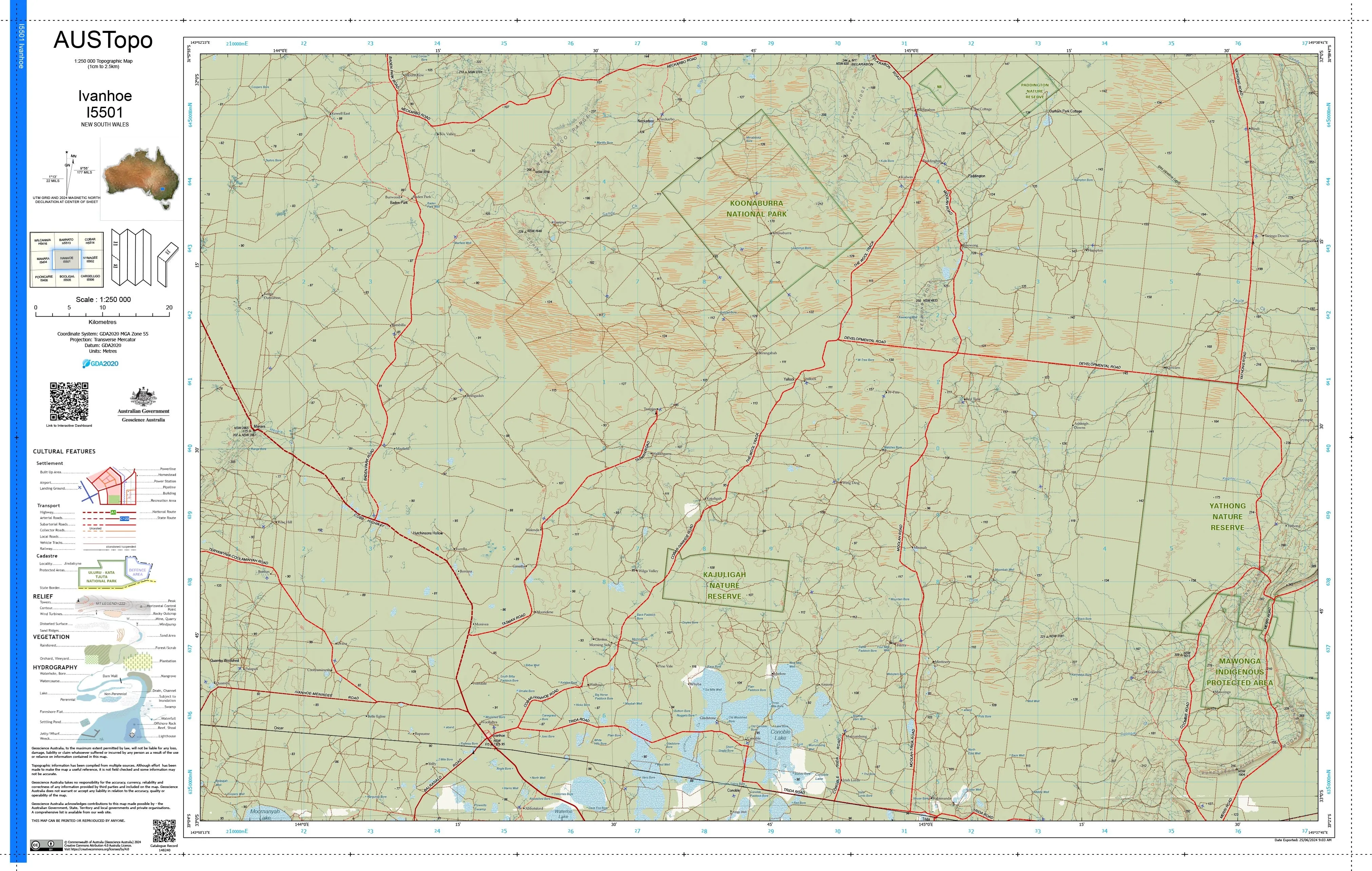 Ivanhoe I5501 AUSTopo 1:250,000 Map