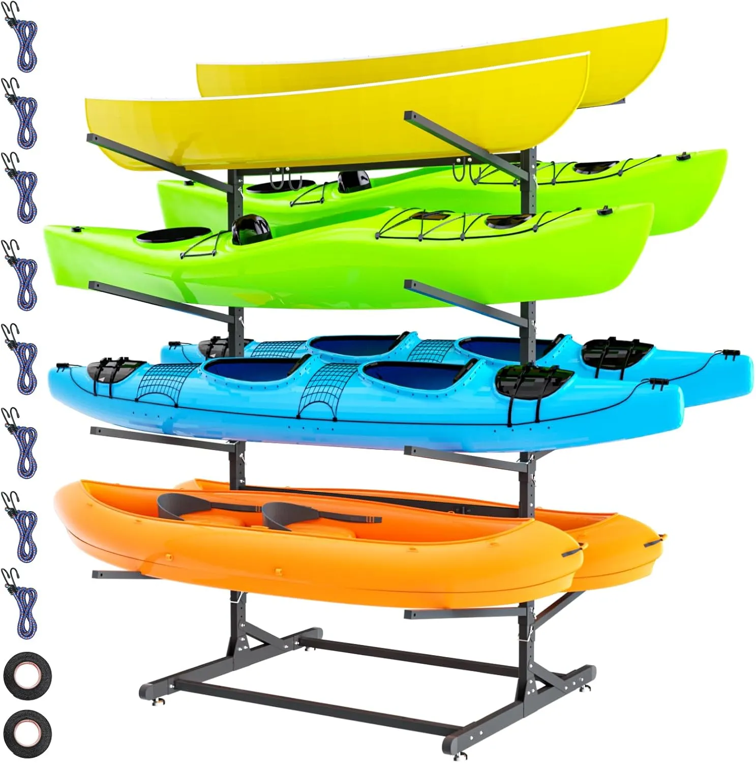 Kayak Storage RackHeavy Duty Freestanding Kayak Racks for Garage,Adjustable Kayak Stand Indoor & Outdoor Storage Rack for Kayak, Canoe, Surfboard