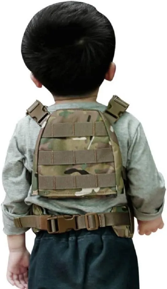 Kids Mini Airsoft Tactical Vest with Patrol Belt Molle Combat Vest XS/S Child Vest Suit