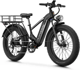 LEONX M2 pro Electric Bike,1800W Peak Motor Electric Bike for Adults, 26'' x 4.0'' Fat Tire Electric Ebike with 48V 17.5AH Battery, 36MPH 85Miles Electric Mountain Bike with Rear Basket, UL Certified
