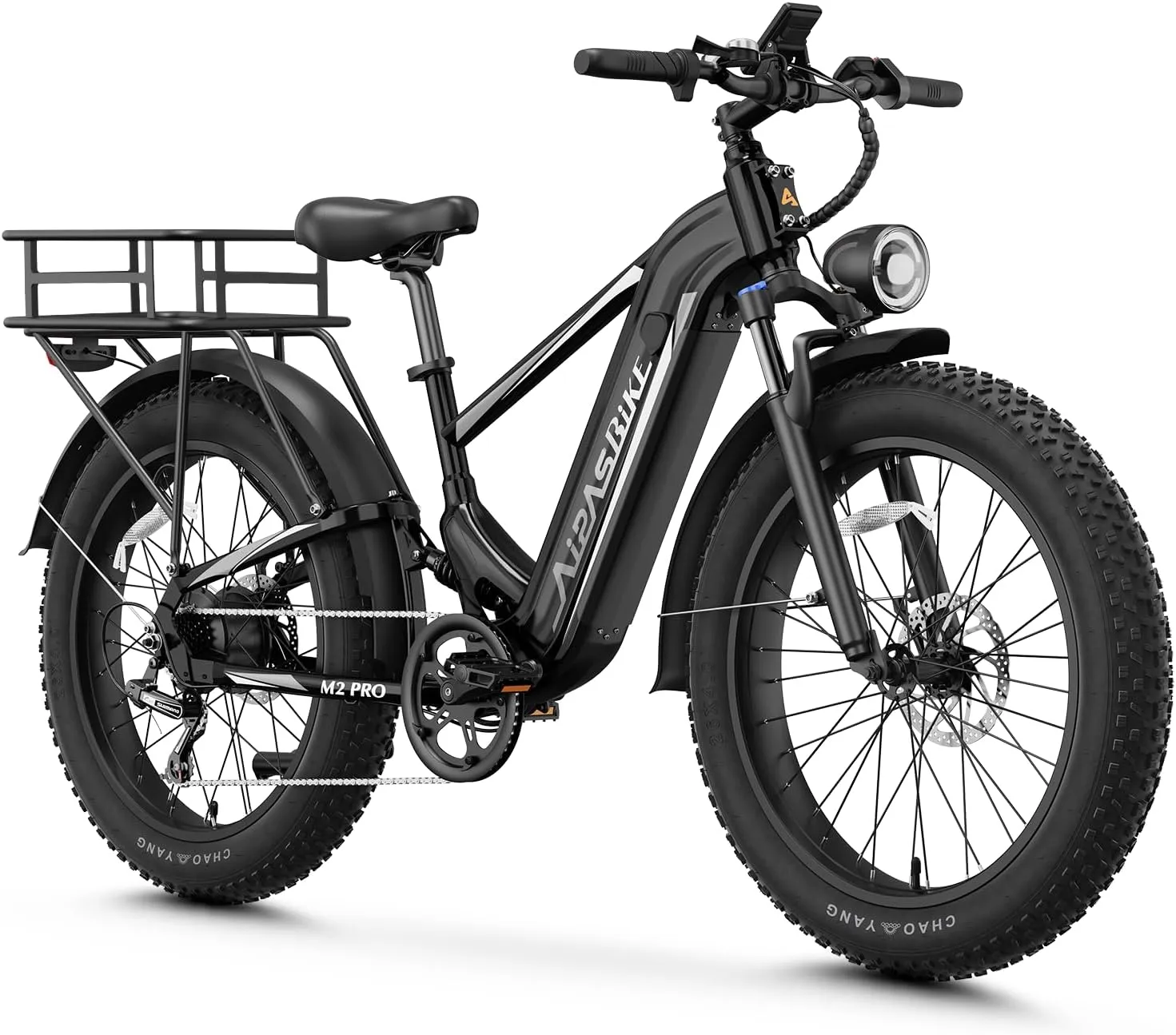 LEONX M2 pro Electric Bike,1800W Peak Motor Electric Bike for Adults, 26'' x 4.0'' Fat Tire Electric Ebike with 48V 17.5AH Battery, 36MPH 85Miles Electric Mountain Bike with Rear Basket, UL Certified
