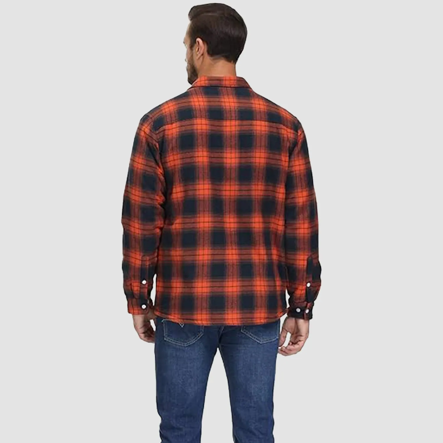 Men's Flannel Shirt Jacket - Fleece Lined Cotton Winter Coat