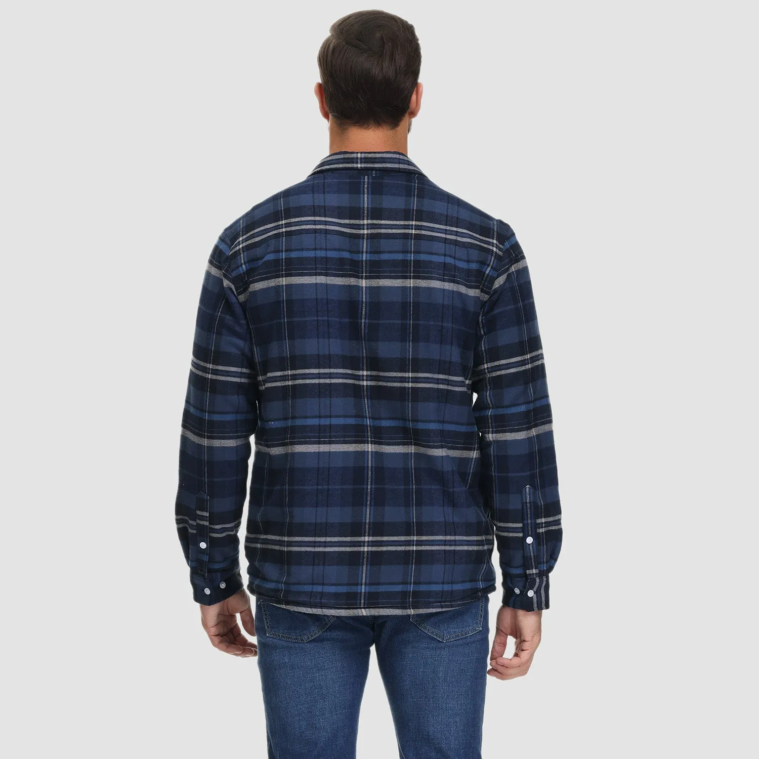 Men's Flannel Shirt Jacket - Fleece Lined Cotton Winter Coat