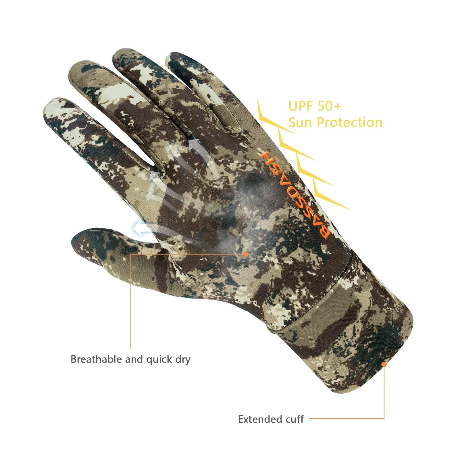 Men's Lightweight UPF 50  Camo Hunting Gloves HG05
