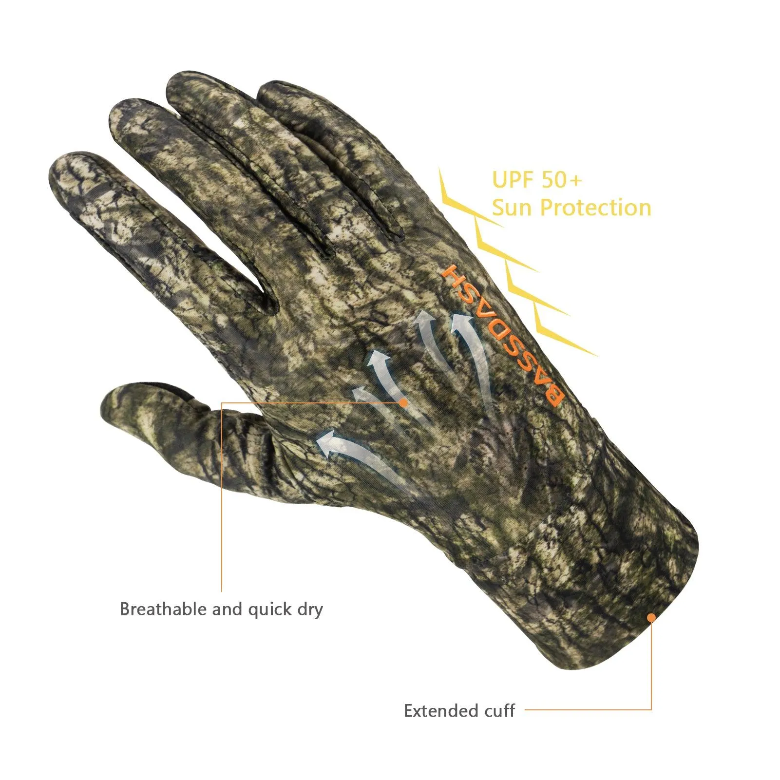 Men's Lightweight UPF 50  Camo Hunting Gloves HG05
