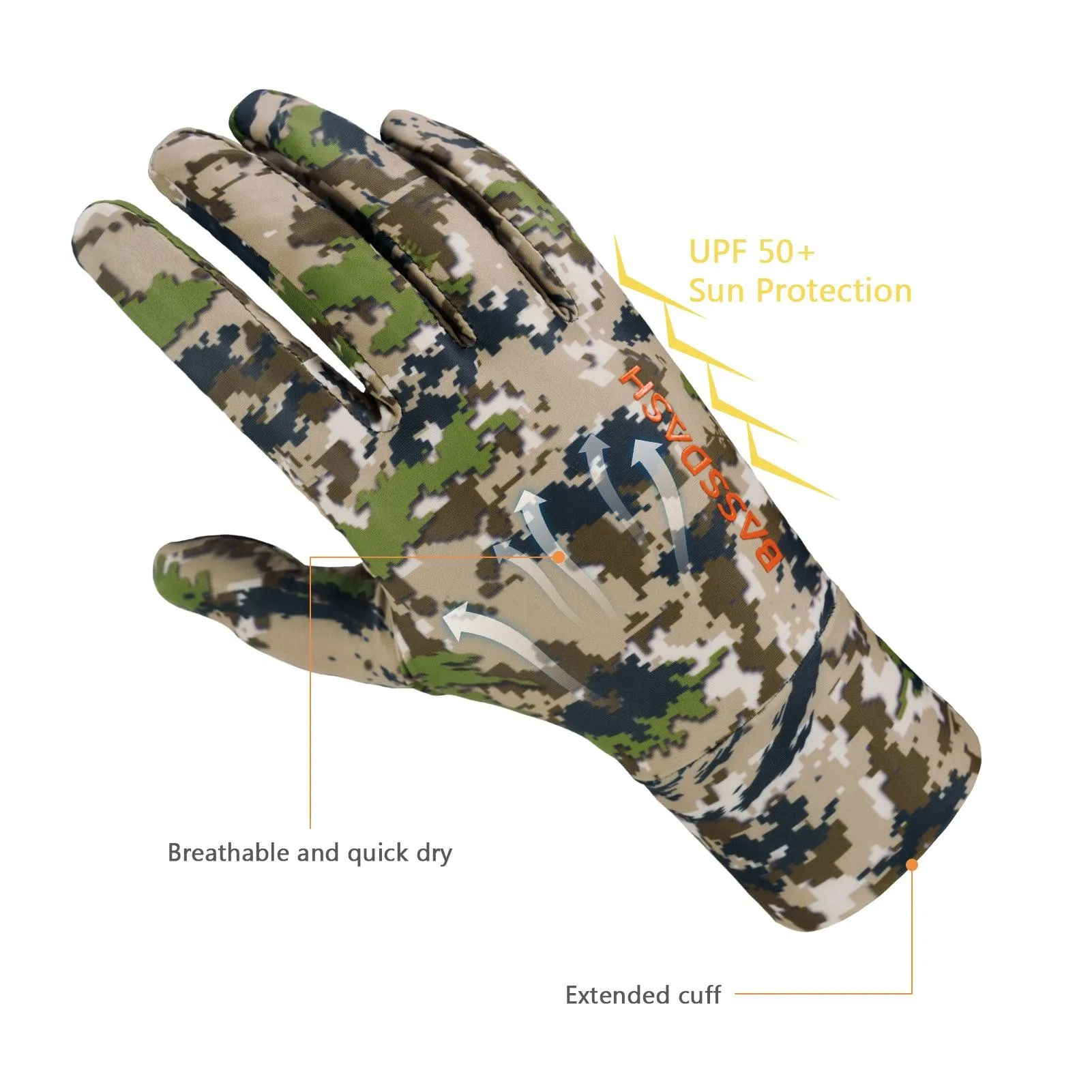 Men's Lightweight UPF 50  Camo Hunting Gloves HG05