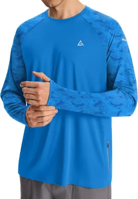 Mens Sun Protection Shirts UPF 50  Long Sleeve UV Shirt Rash Guard for Men Quick Dry Swim Fishing Beach Athletic