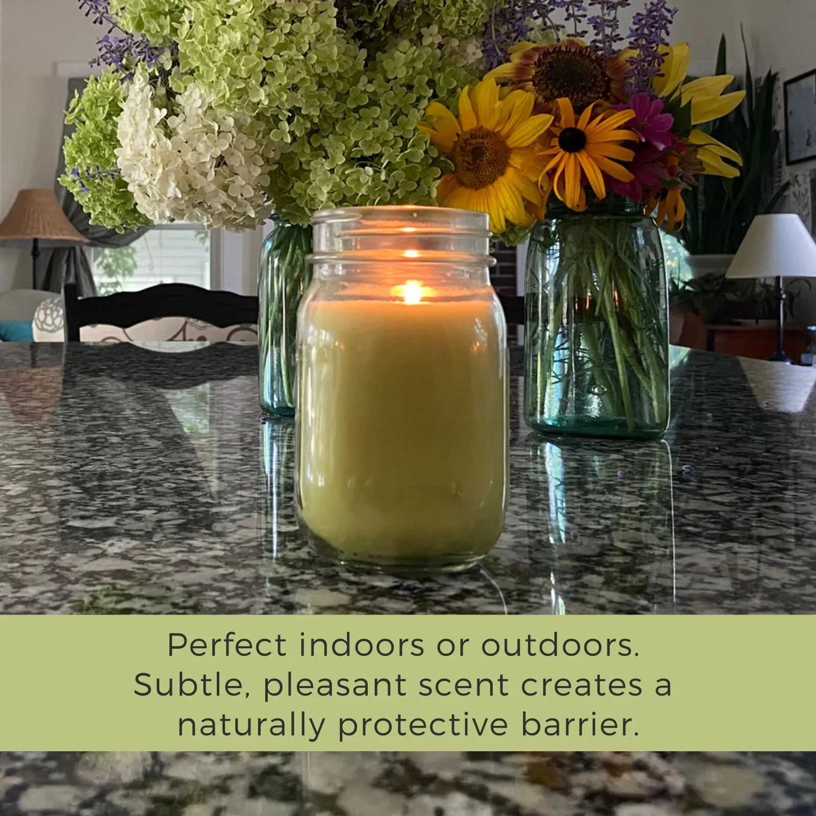 Mosquito Repellent Candle Natural Lemongrass | 12 Oz., Set of 3 | Soy-Base, Infused with Essential Oils | Made in USA