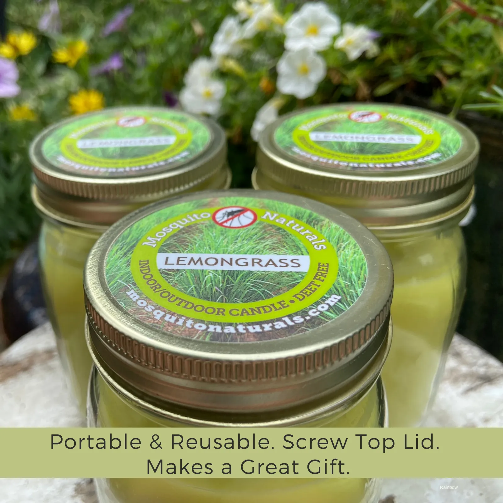 Mosquito Repellent Candle Natural Lemongrass | 12 Oz., Set of 3 | Soy-Base, Infused with Essential Oils | Made in USA