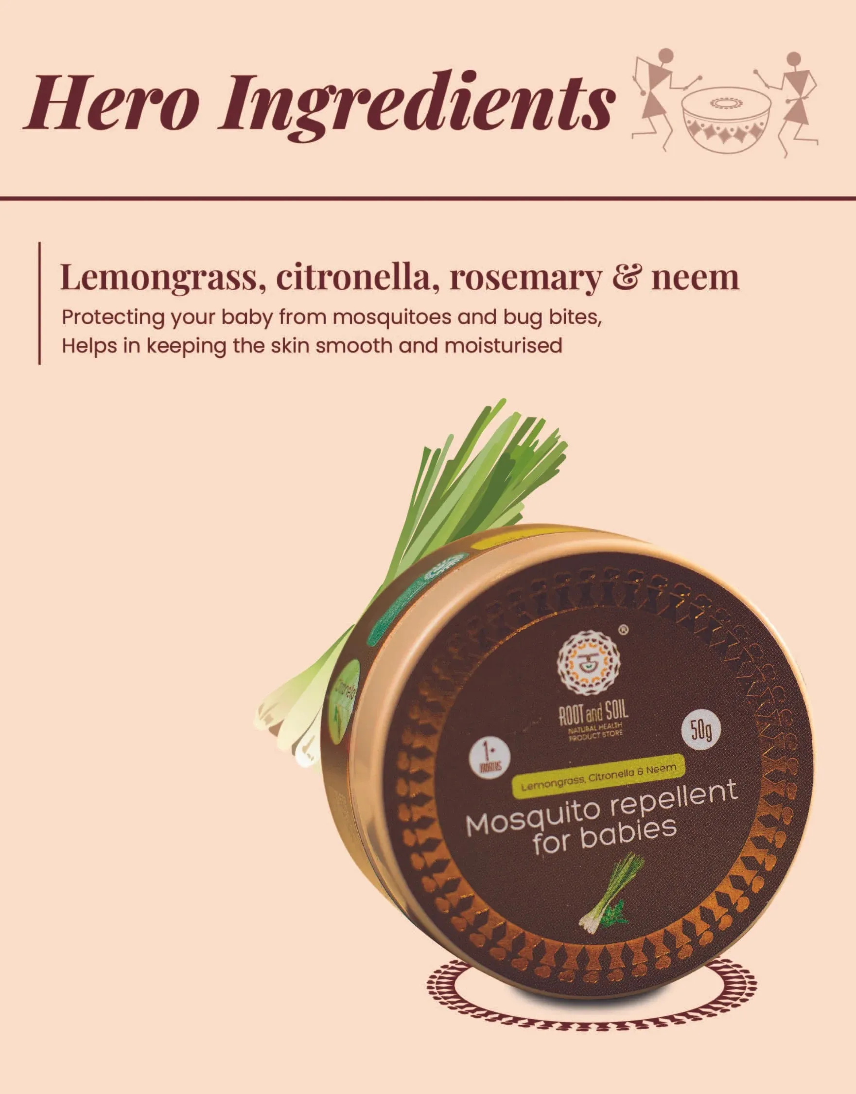 Mosquito Repellent for Babies with Lemongrass & Citronella | Natural Insect Protection | 1  m