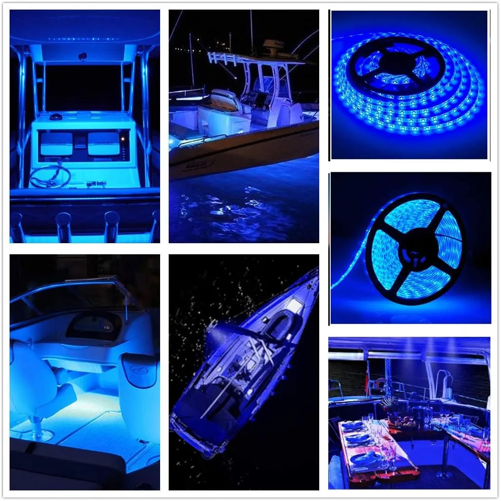 Pontoon Led Boat Lights, 12V 20FT Marine Led Strip Lights, Waterproof Boat Interior Light, Boat Deck Light, Night Fishing Lighting with and Extension Cable for Boats (Blue)