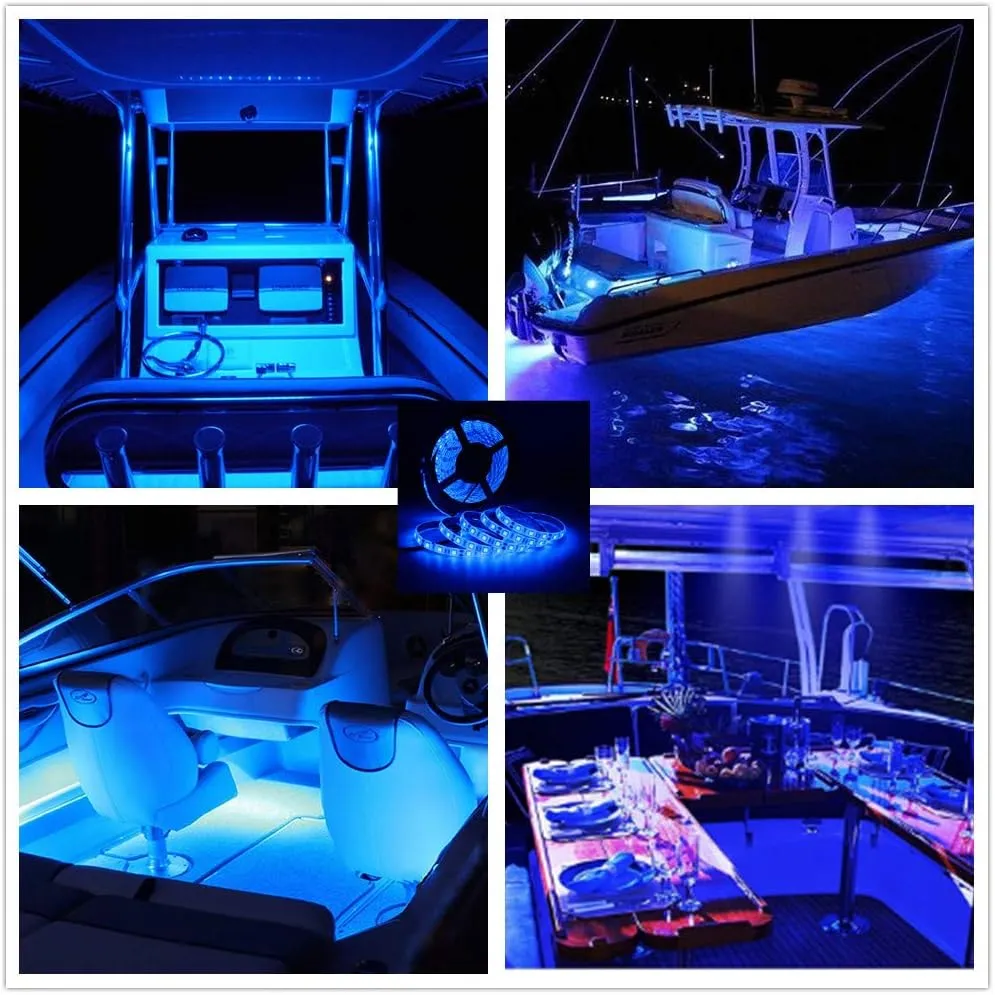 Pontoon Led Boat Lights, 12V 20FT Marine Led Strip Lights, Waterproof Boat Interior Light, Boat Deck Light, Night Fishing Lighting with and Extension Cable for Boats (Blue)