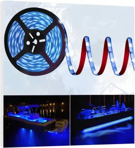 Pontoon Led Boat Lights, 12V 20FT Marine Led Strip Lights, Waterproof Boat Interior Light, Boat Deck Light, Night Fishing Lighting with and Extension Cable for Boats (Blue)