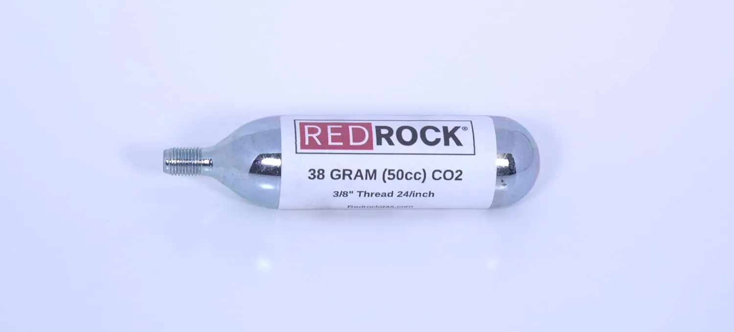 RedRock 38 Gram CO Cartridge  3/8" Diameter, 24 TPI Threaded | 50cc Compressed Gas Cylinder for Tire Inflation, Life Jacket Inflation, Air Soft and Industrial Use
