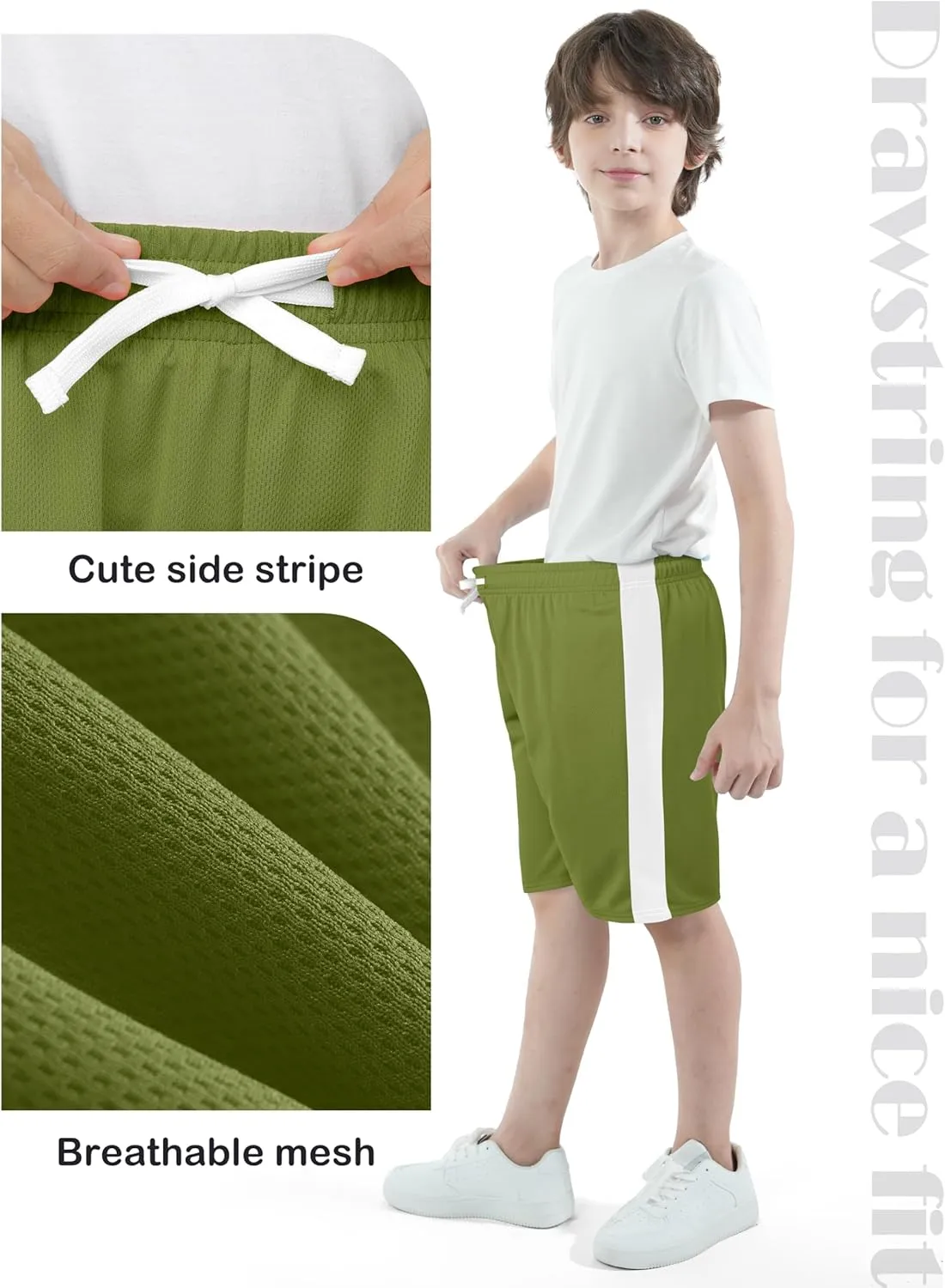 Resinta 5 Pack Boys Shorts Boys Basketball Athletic Shorts Kids Active Gym Soccer Sports Shorts Mesh Quick Dry Elastic Waist