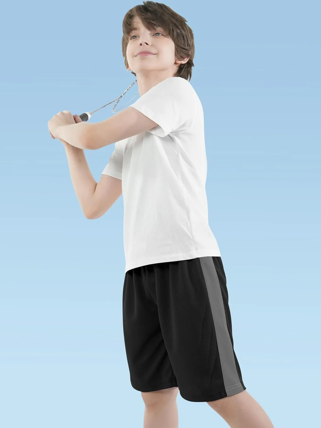 Resinta 5 Pack Boys Shorts Boys Basketball Athletic Shorts Kids Active Gym Soccer Sports Shorts Mesh Quick Dry Elastic Waist